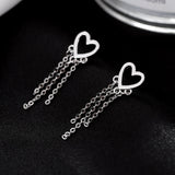 Sterling Silver Hollow Heart-Design Earrings