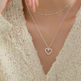 Sterling Silver Hollow Heart-Design Necklaces