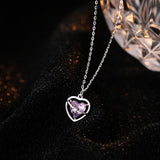 Sterling Silver Hollow Pink Diamond Heart Necklaces