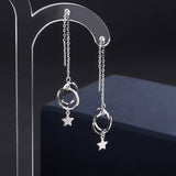 Sterling Silver Interlocking Star Tassel Threader Earrings