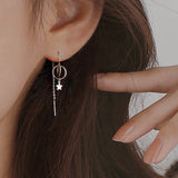 Sterling Silver Interlocking Star Tassel Threader Earrings