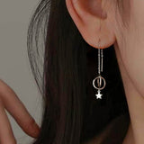 Sterling Silver Interlocking Star Tassel Threader Earrings