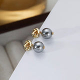 Sterling Silver Knotted Small Gray And White Pearl Earrings