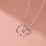 Sterling Silver Large And Small Circle Double Ring Necklaces