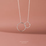 Sterling Silver Large And Small Circle Double Ring Necklaces