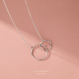 Sterling Silver Large And Small Circle Double Ring Necklaces