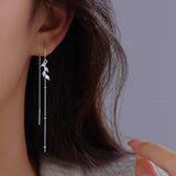 Sterling Silver Leaf Threader Earrings