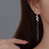 Sterling Silver Leaf Threader Earrings