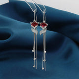 Sterling Silver Little Fox Tassel Threader Earrings