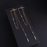 Sterling Silver Long Diamonds X-Shaped Earrings