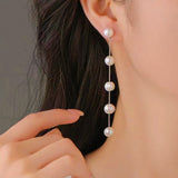 Sterling Silver Long Pearl Earrings