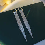 Sterling Silver Long Tassel Earrings