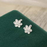 Sterling Silver Lotus Screw Stud Earrings