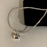 Sterling Silver Luxury Broken Silver Love Heart Pearl Necklaces