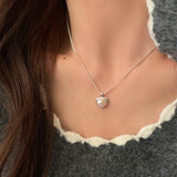 Sterling Silver Luxury Heart-Design Pearl Necklaces