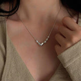 Sterling Silver Luxury Heart-Design Pearl Necklaces