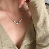 Sterling Silver Luxury Heart-Design Pearl Necklaces