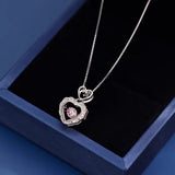 Sterling Silver Luxury Pink Heart Pendant Necklaces