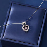 Sterling Silver Luxury Pink Heart Pendant Necklaces