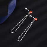 Sterling Silver Luxury Screw Twist Pearl Chain Earrings