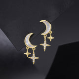 Sterling Silver Luxury Star And Moon Earrings