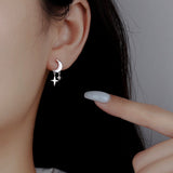 Sterling Silver Luxury Star And Moon Earrings