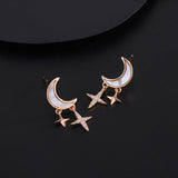 Sterling Silver Luxury Star And Moon Earrings