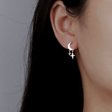 Sterling Silver Luxury Star And Moon Earrings