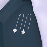 Sterling Silver Maple Leaf Threader Earrings