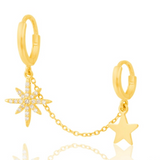 Sterling Silver Mixed Chain Star Earrings