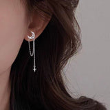 Sterling Silver Moon And Star Earrings