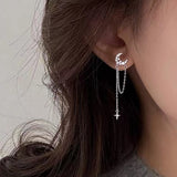 Sterling Silver Moon And Star Earrings