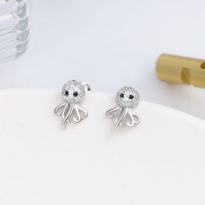 Sterling Silver Octopus Stud Earrings