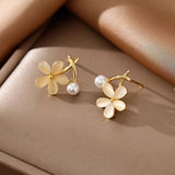 Sterling Silver Opal Flower Stud Earrings