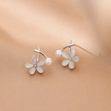 Sterling Silver Opal Flower Stud Earrings