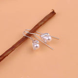 Sterling Silver Pearl Bud Ear Hook Earrings