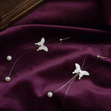 Sterling Silver Pearl Butterfly Earrings