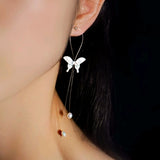 Sterling Silver Pearl Butterfly Earrings