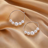 Sterling Silver Pearl Hoop Earrings