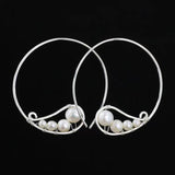 Sterling Silver Pearl Hoop Threader Earrings