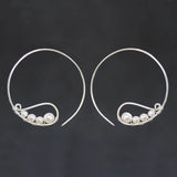 Sterling Silver Pearl Hoop Threader Earrings