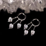 Sterling Silver Pearl Zircon Heart-Design Earrings