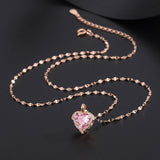 Sterling Silver Pink Diamond Heart-Design Necklaces