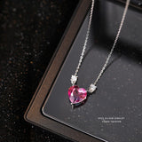 Sterling Silver Pink Diamond Heart Necklaces