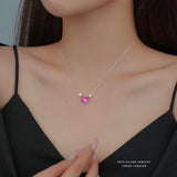 Sterling Silver Pink Diamond Heart Necklaces