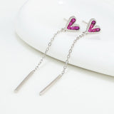 Sterling Silver Pink Heart-Design Earrings