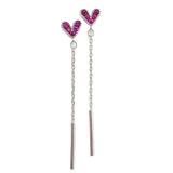 Sterling Silver Pink Heart-Design Earrings