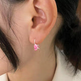 Sterling Silver Pink Tulip Earrings