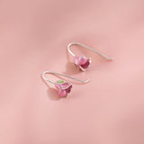 Sterling Silver Pink Tulip Earrings