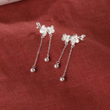 Sterling Silver Plum Blossom Drop Earrings